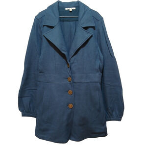 CABI #707 Teal Blue 'Aristocrat' Coat Wool Jacket Womens Size L Large